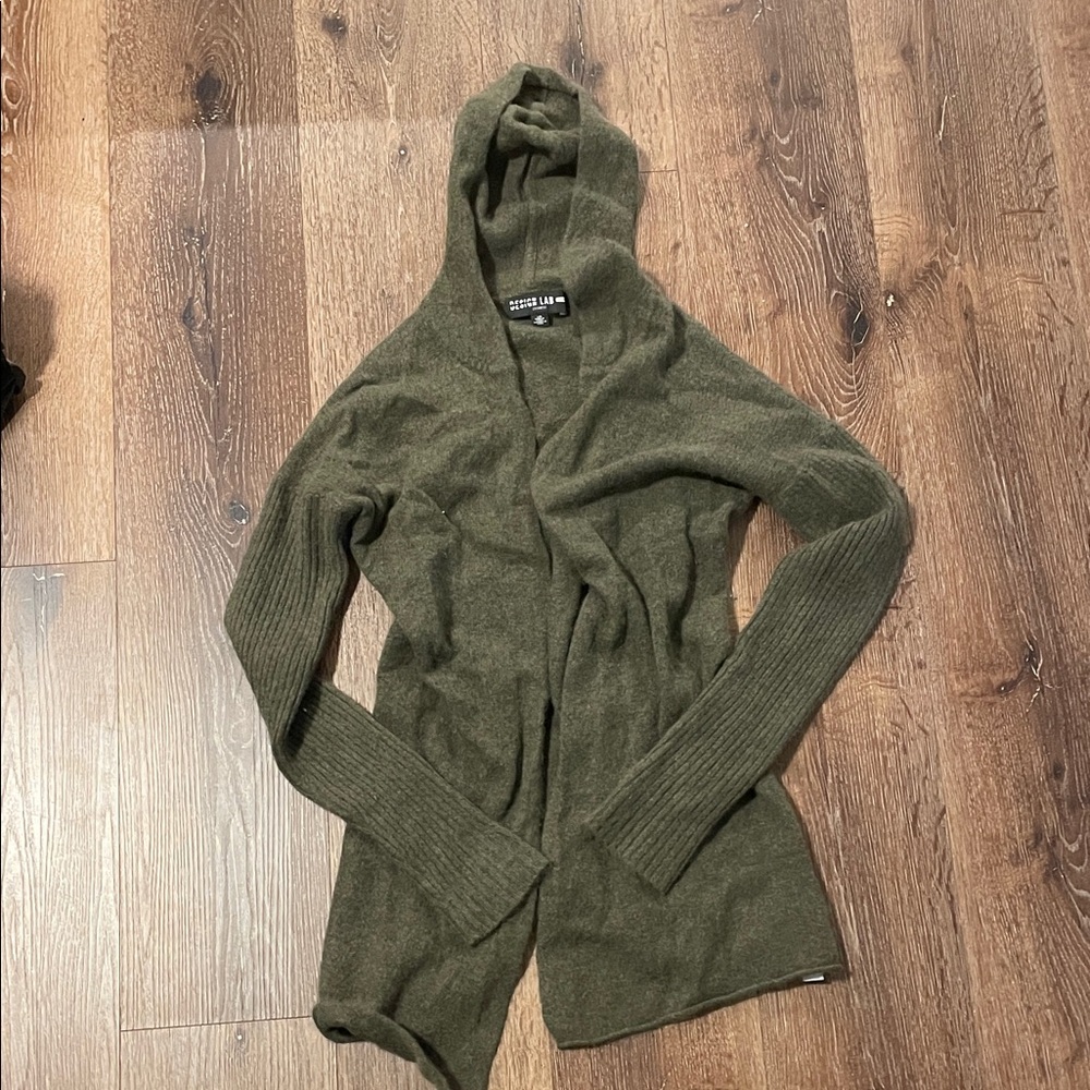 Cynthia Rowley / Design Lab Forest Green Hooded CASHMERE Cardigan